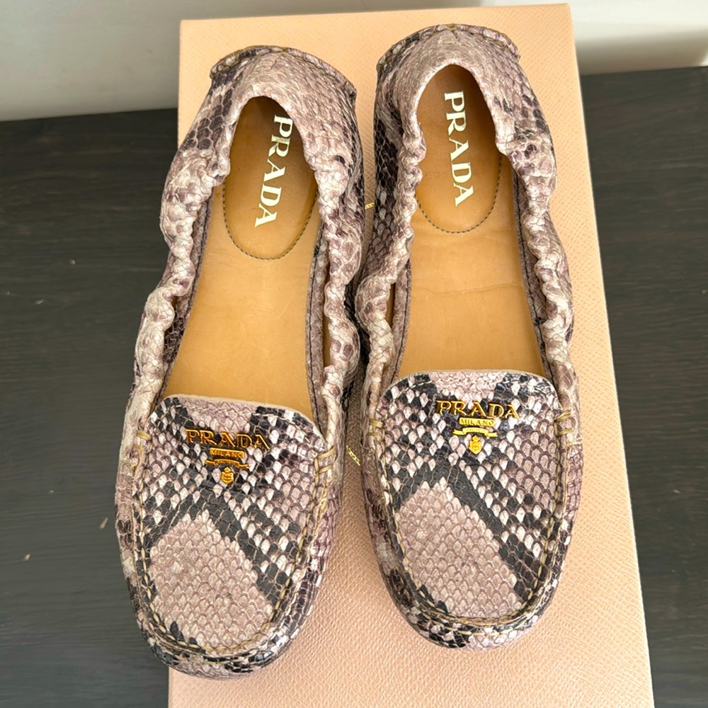 Prada snakeskin  loafers size 36.5